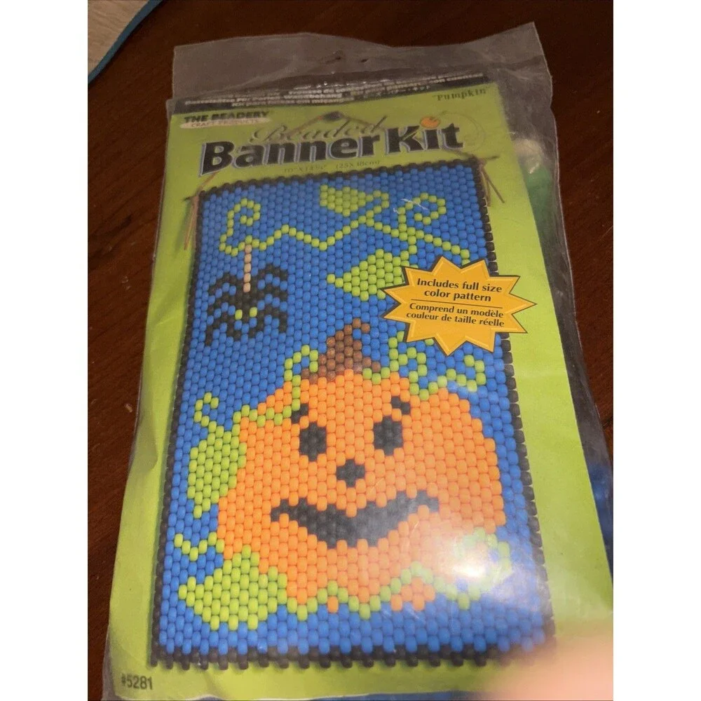 The Beadery Craft Products Beaded Banner Kit Pumpkin Happy Halloween  #5281